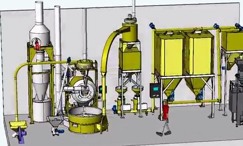 Instalación industrial café 3d